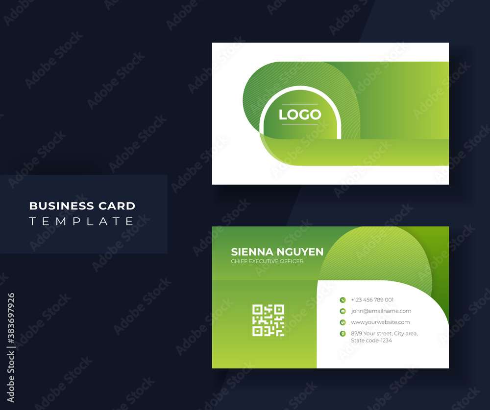 Green Gradient abstract Shape Business card template.