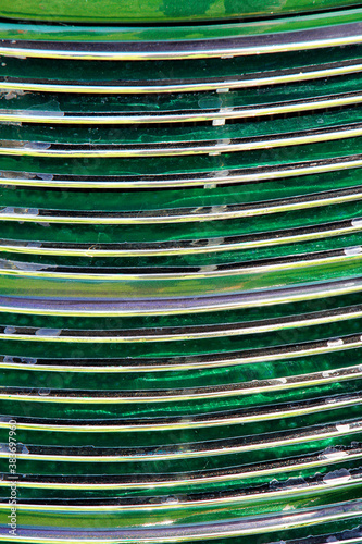 Green and chrome vintage car grill photo