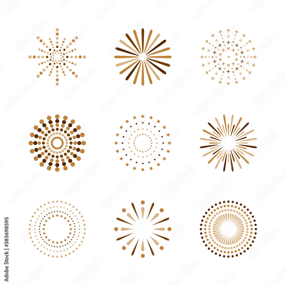Set of icons fireworks cartoon retro style. Collection of firecrackers in various styles on black background. Flat design elements for decor Festival, New year, Party, Celebrate. Vector illustration. Set of icons fireworks cartoon retro style. Collection of firecrackers in various styles on black background. Flat design elements for decor Festival, New year, Party, Celebrate. Vector illustration.