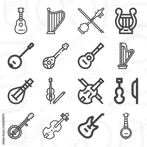 16 pack of string orchestra  lineal web icons set
