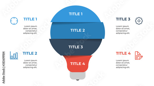 light bulb list infographic element vector with 3 points, steps, options, processes