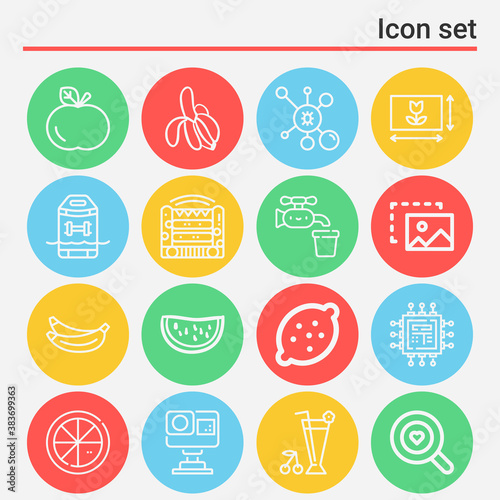 16 pack of macro  lineal web icons set