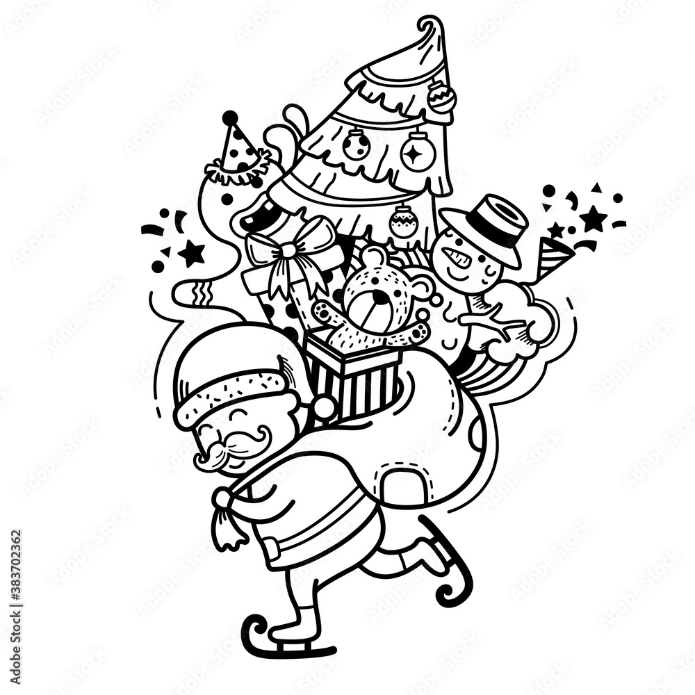 Hand drawn santa claus happy new year and merry christmas.illustration vector Hand drawn santa claus happy new year and merry christmas.illustration vector