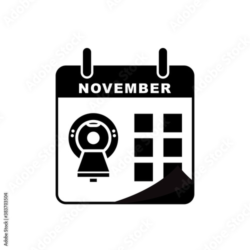 International radiology day calendar icon with Magnetic resonance imaging (MRI) icon. Design template vector