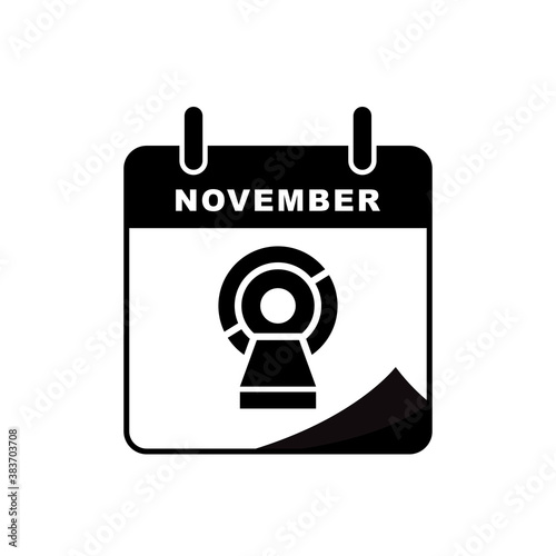 International radiology day calendar icon with Magnetic resonance imaging (MRI) icon. Design template vector