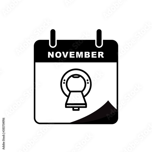 International radiology day calendar icon with Magnetic resonance imaging (MRI) icon. Design template vector