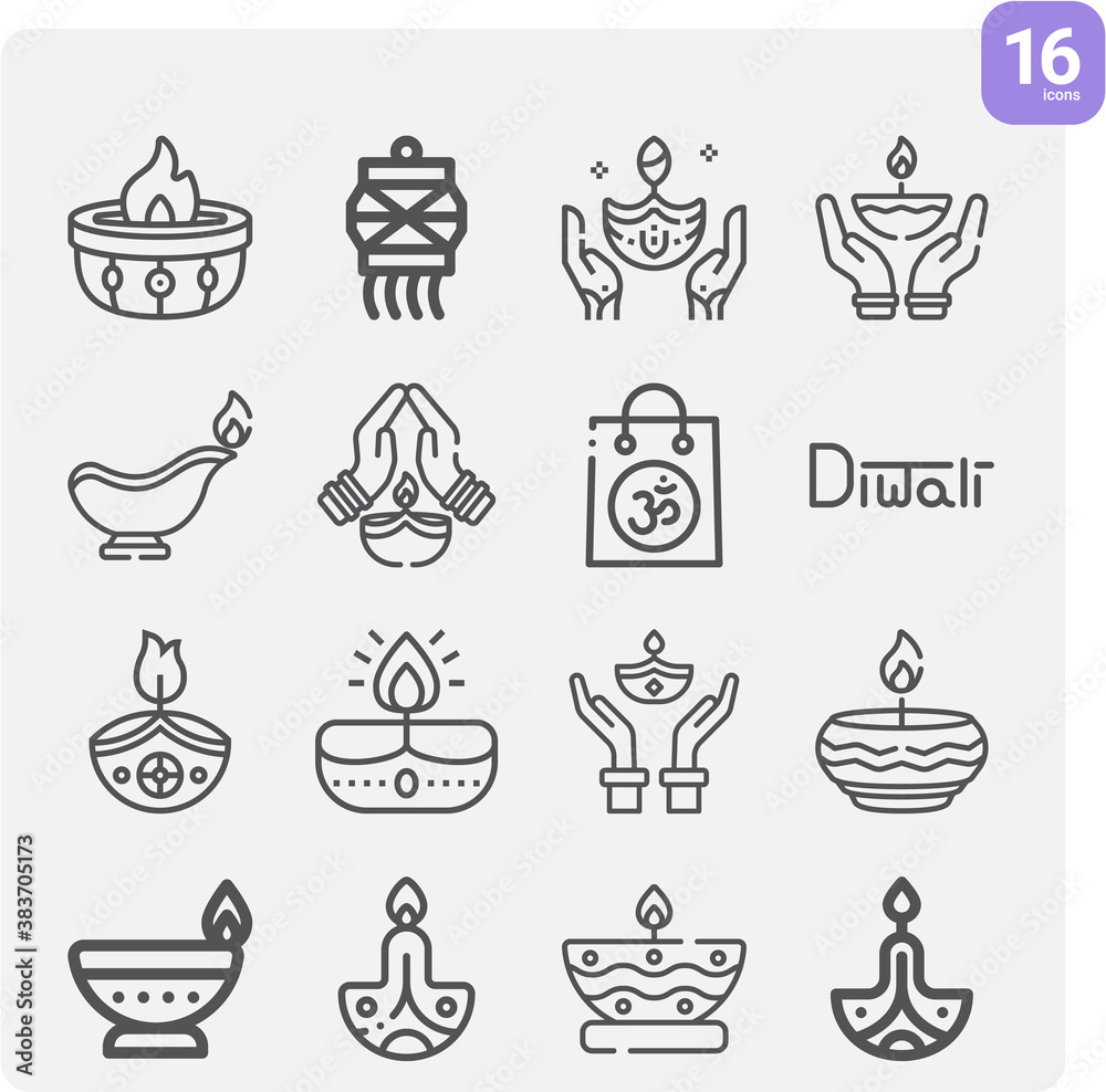 Simple set of diwali related lineal icons. Simple set of diwali related lineal icons.