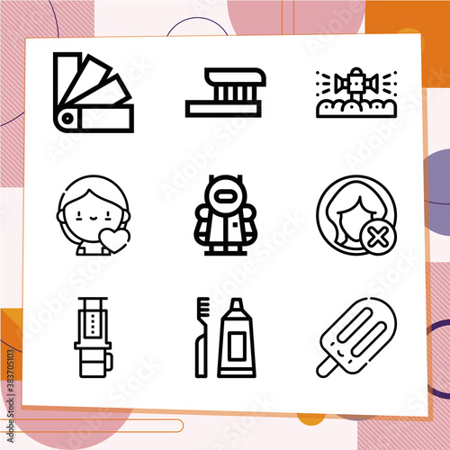 Simple set of 9 icons related to miss