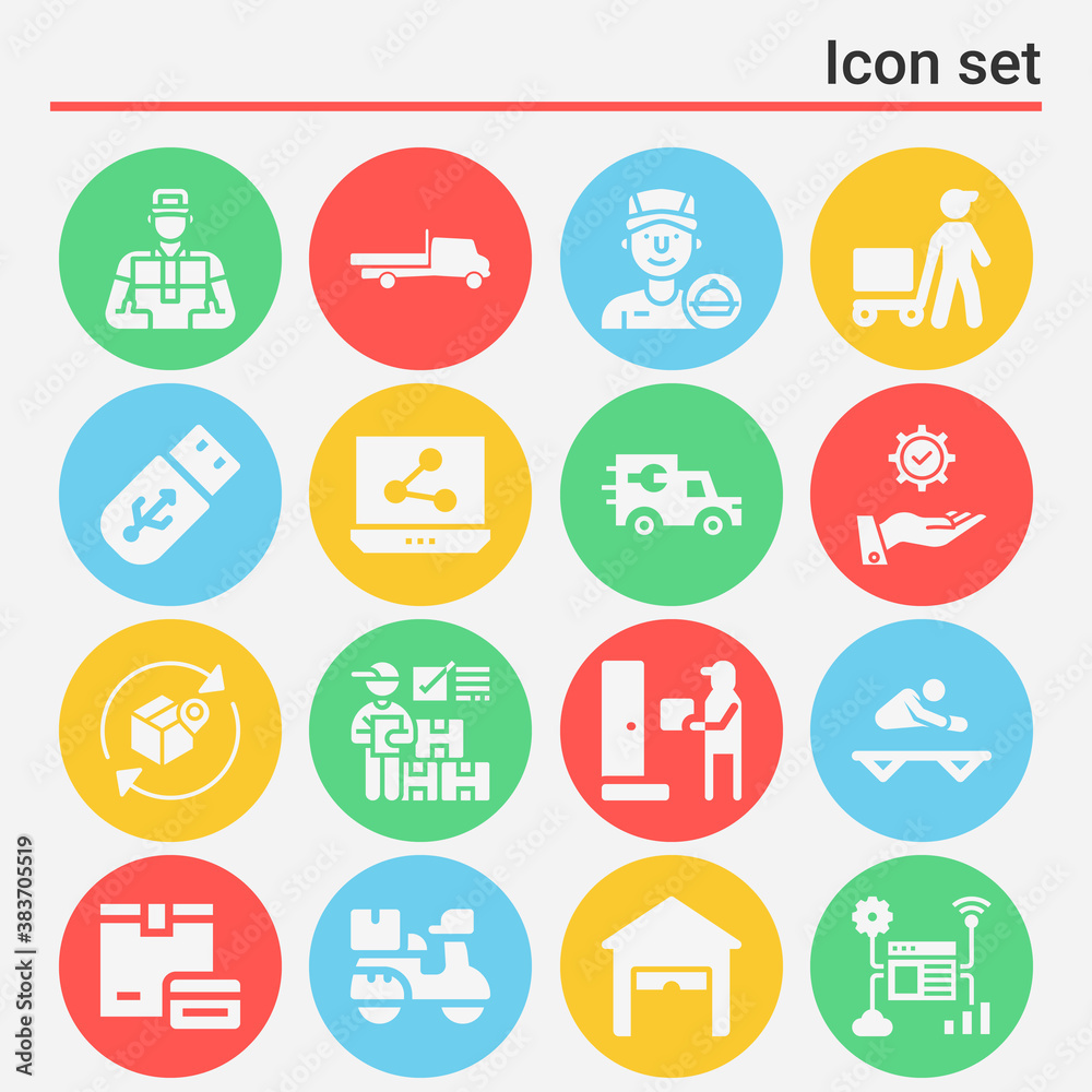 16 pack of effort  filled web icons set