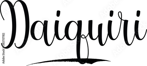 Daiquiri Calligraphy Black Color Text 
on White Background