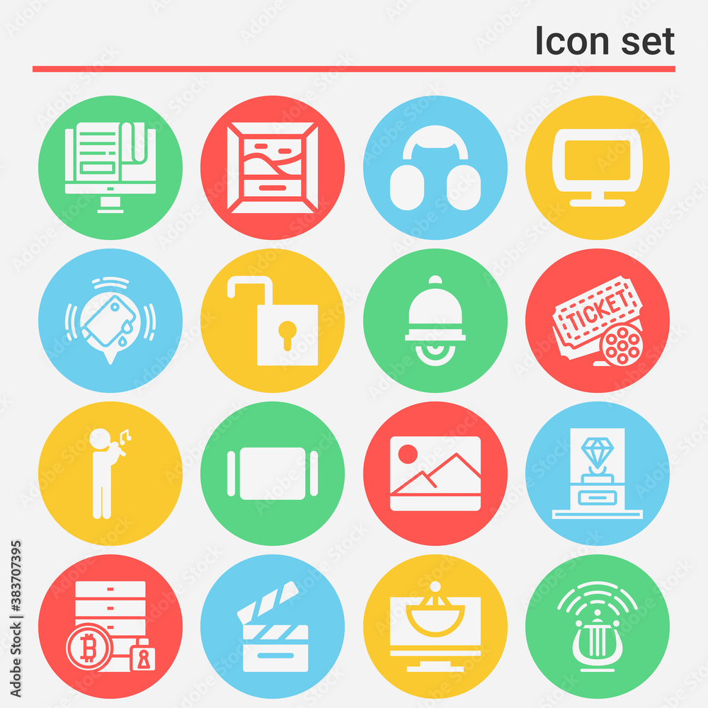 16 pack of picture  filled web icons set
