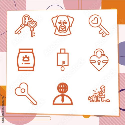 Simple set of 9 icons related to owner