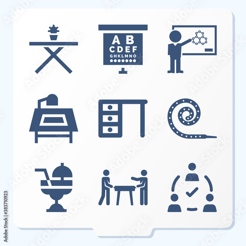 Simple set of 9 icons related to gathering