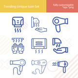 Simple set of dryer related lineal icons.