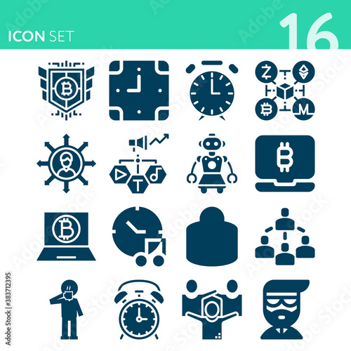 Simple set of 16 icons related to associate