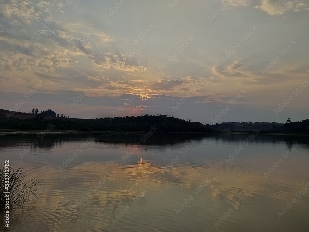 Fototapeta premium sunset over the river