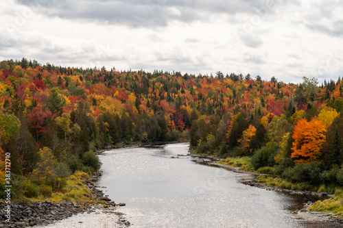 Beautiful autumnal view of the river Saint-François in Quebec