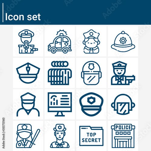 Simple set of officers related lineal icons.