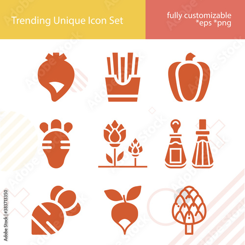 Simple set of food and restaurant related filled icons.