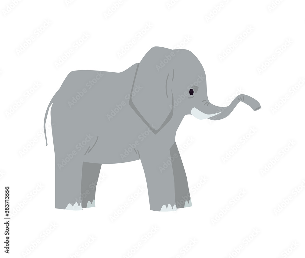 Fototapeta premium Elephant large cartoon mammal animal character, vector illustration isolated.