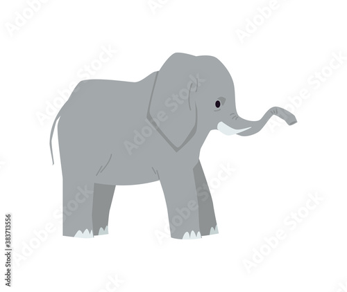 Elephant large cartoon mammal animal character  vector illustration isolated.