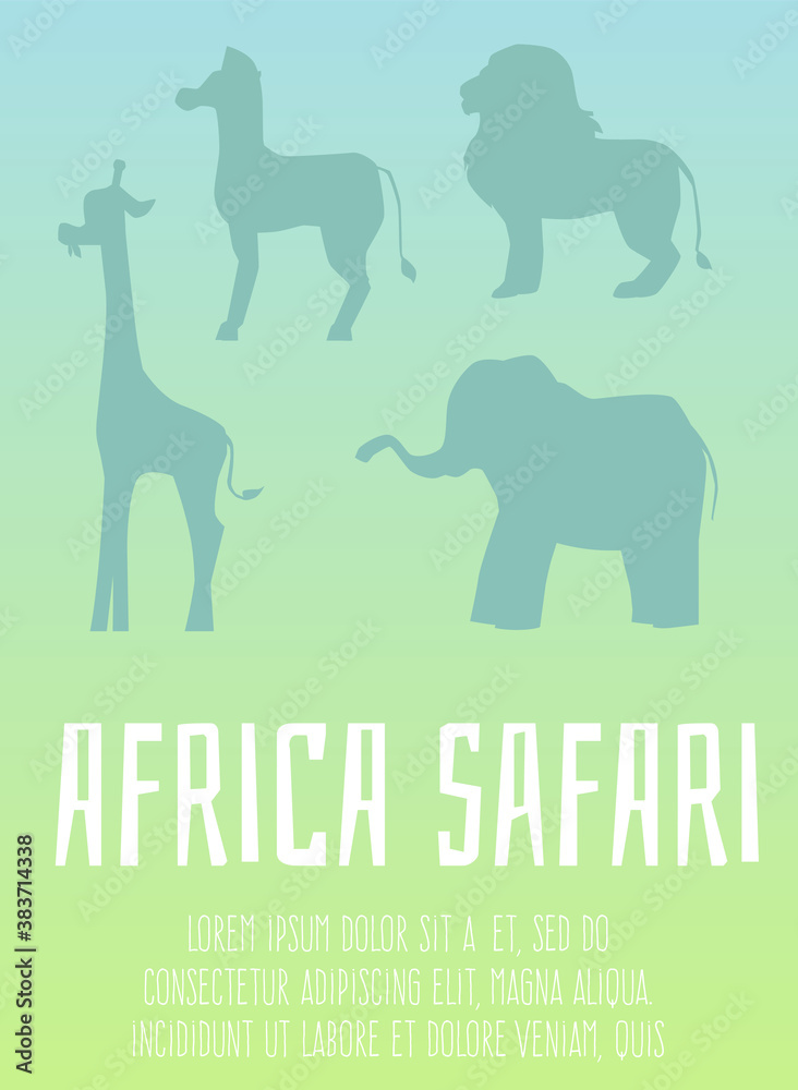 Poster or banner with silhouettes of wild african animals a vector illustration