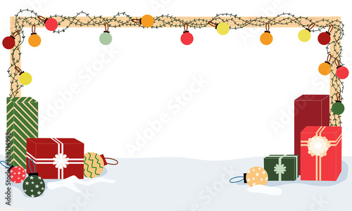 christmas frame with gifts, vector illustration
