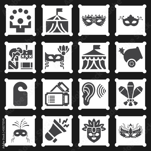 16 pack of disturbance  filled web icons set