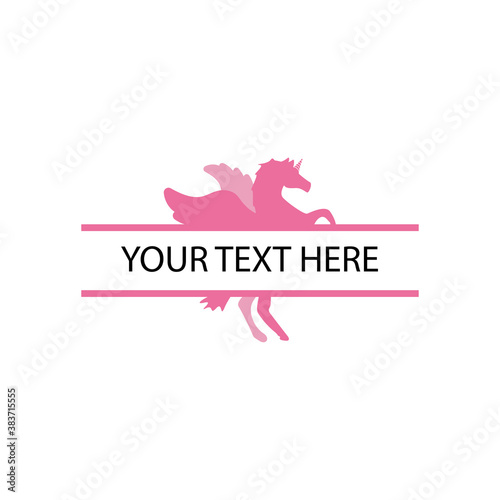 Unicorn with split text design template vector isolated