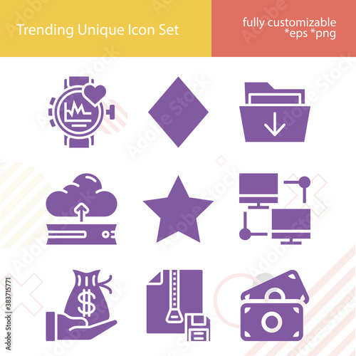 Simple set of loan related filled icons.