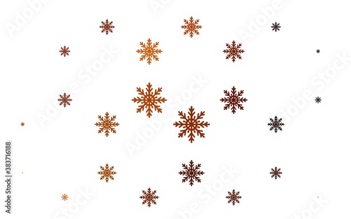 Light Orange vector layout with bright snowflakes.