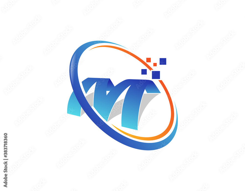 Digital letter m technology modern symbol logo design. Digital letter m technology modern symbol logo design.