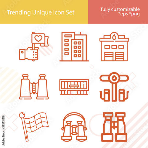 Simple set of administrative district related lineal icons.