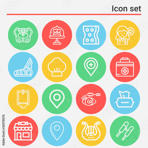 16 pack of medicine  lineal web icons set