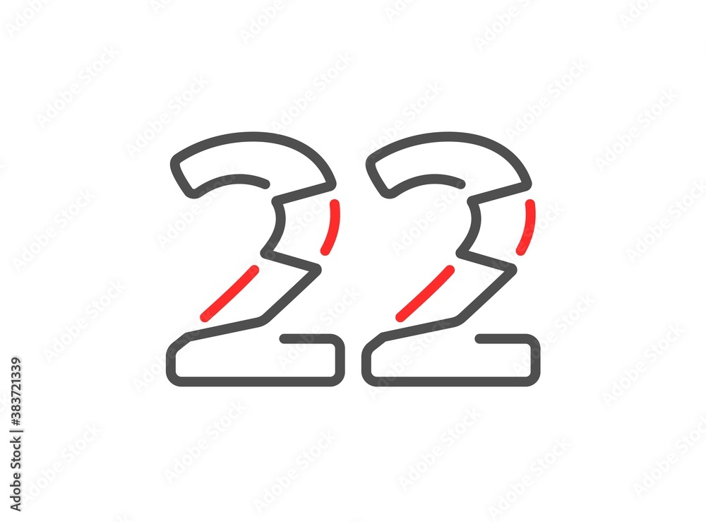 22 vector number. Modern trendy, creative style line design. For logo, brand label, design elements, corporate identity, application etc. İsolated vector illustration 22 vector number. Modern trendy, creative style line design. For logo, brand label, design elements, corporate identity, application etc. İsolated vector illustration