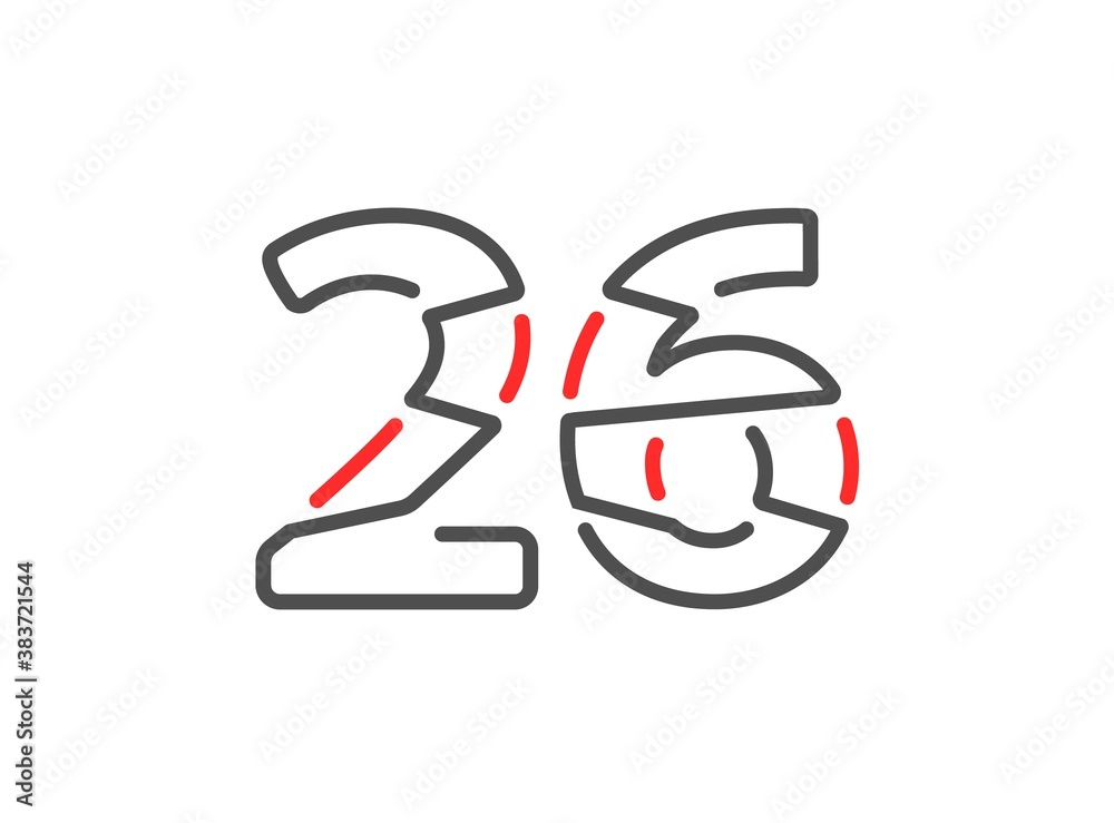 26 vector number. Modern trendy, creative style line design. For logo, brand label, design elements, corporate identity, application etc. İsolated vector illustration 26 vector number. Modern trendy, creative style line design. For logo, brand label, design elements, corporate identity, application etc. İsolated vector illustration