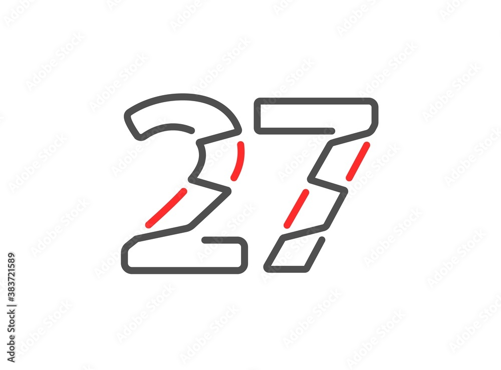 27 vector number. Modern trendy, creative style line design. For logo, brand label, design elements, corporate identity, application etc. İsolated vector illustration 27 vector number. Modern trendy, creative style line design. For logo, brand label, design elements, corporate identity, application etc. İsolated vector illustration