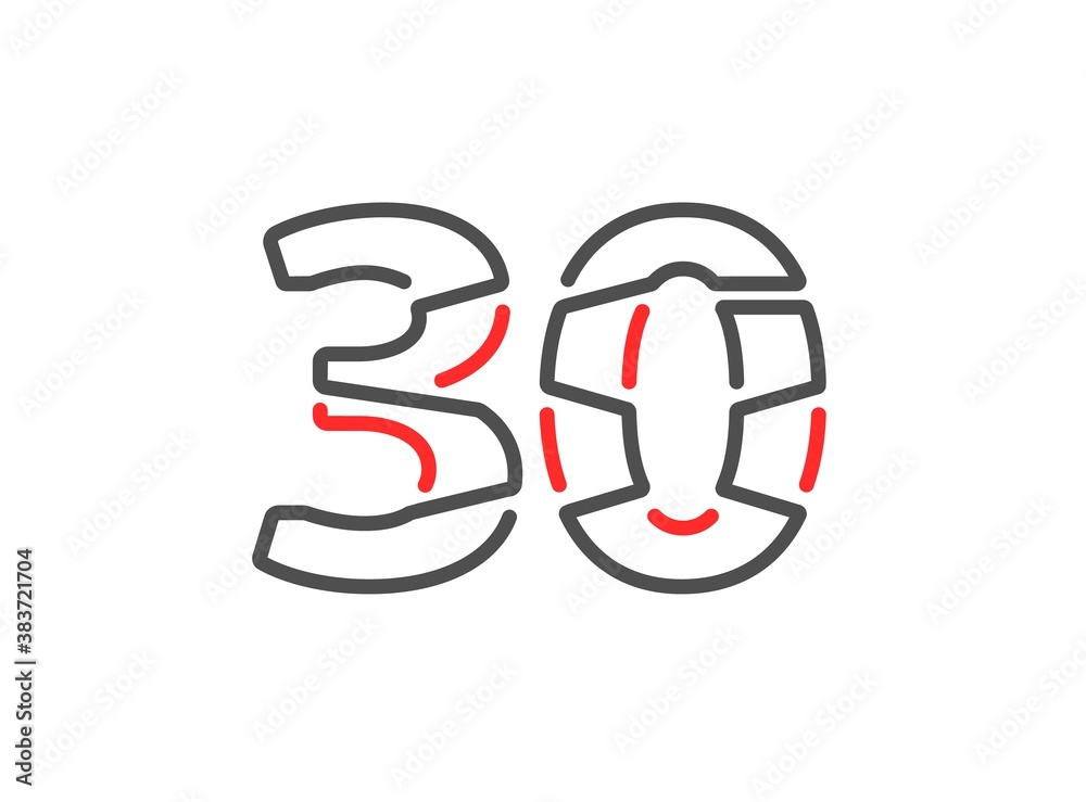 30 vector number. Modern trendy, creative style line design. For logo, brand label, design elements, corporate identity, application etc. İsolated vector illustration 30 vector number. Modern trendy, creative style line design. For logo, brand label, design elements, corporate identity, application etc. İsolated vector illustration
