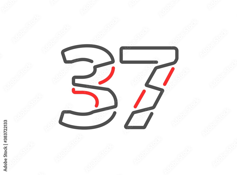 37 vector number. Modern trendy, creative style line design. For logo, brand label, design elements, corporate identity, application etc. İsolated vector illustration 37 vector number. Modern trendy, creative style line design. For logo, brand label, design elements, corporate identity, application etc. İsolated vector illustration