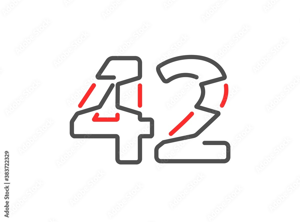 42 vector number. Modern trendy, creative style line design. For logo, brand label, design elements, corporate identity, application etc. İsolated vector illustration