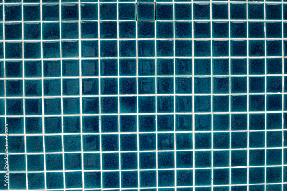 Blue tiles on the wall for background.