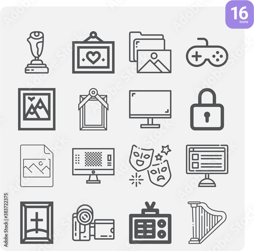 Simple set of movie related lineal icons.