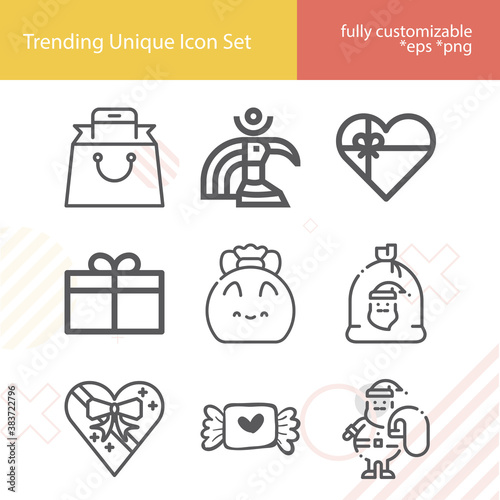 Simple set of gods related lineal icons.