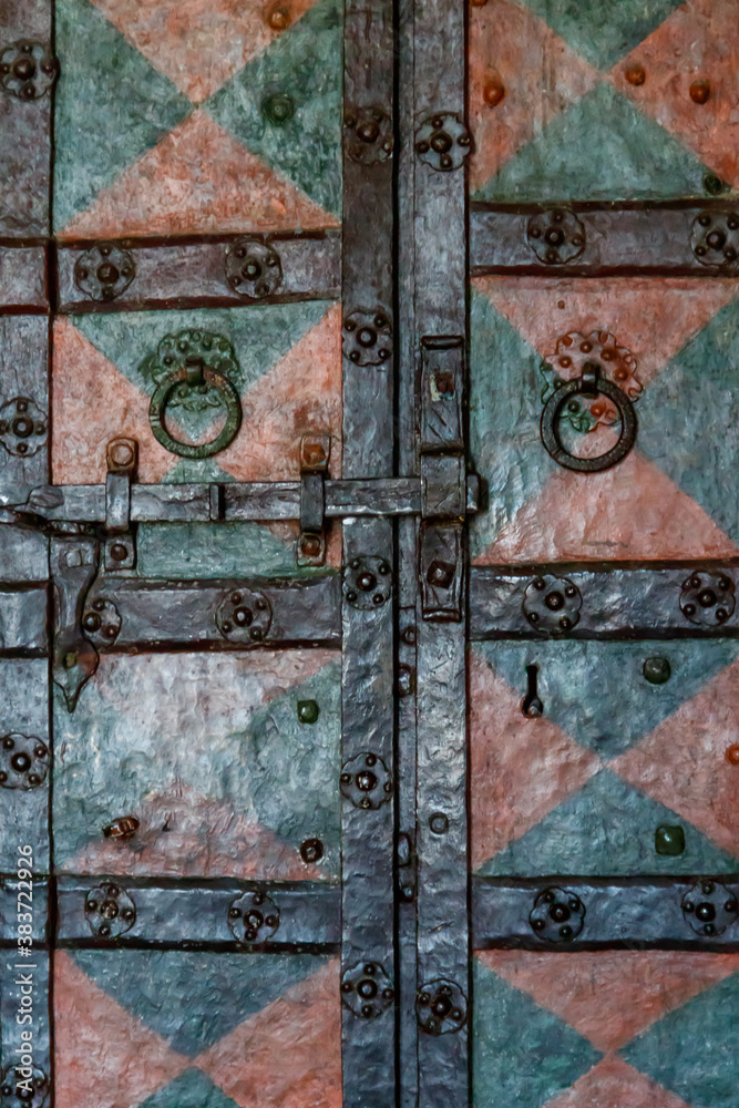 Close-up of the old iron door Close-up of the old iron door