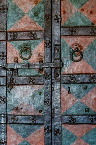 Close-up of the old iron door