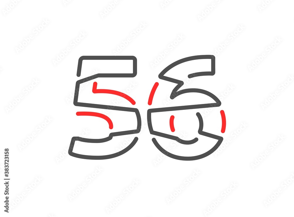 56 vector number. Modern trendy, creative style line design. For logo, brand label, design elements, corporate identity, application etc. Isolated vector illustration 56 vector number. Modern trendy, creative style line design. For logo, brand label, design elements, corporate identity, application etc. Isolated vector illustration