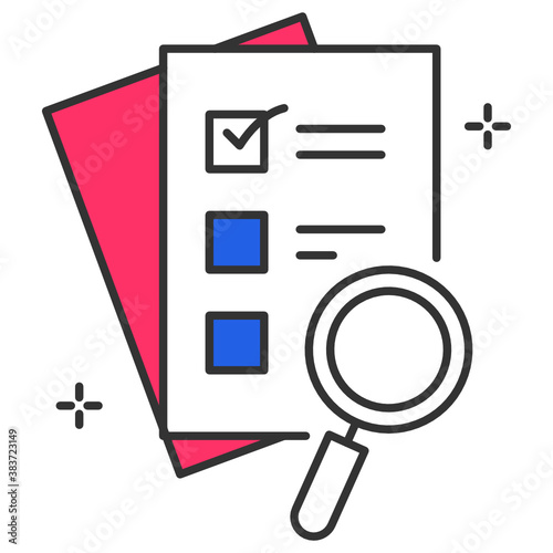 Ballot Paper with Mark Sign Concept, Checking and Counting the Vote Vector Icon Design, Presidential elections in United States Symbol on White background 