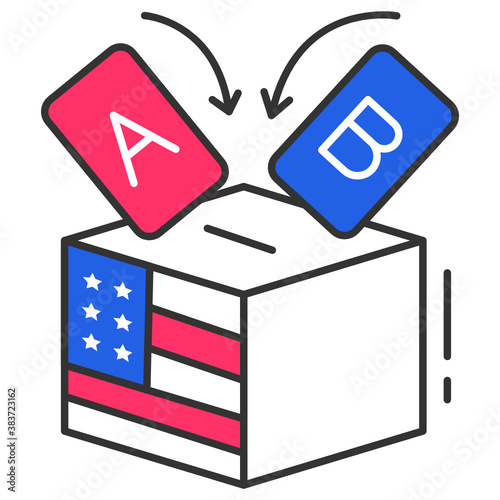 Ballot Box with Voting Choice Concept Vector Icon Design, Presidential elections in United States Symbol on White background 
