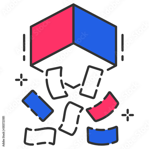 Empty a ballot box at a polling station after voting concept, Successful Election Vector Icon Design, Presidential elections 2020 in United States Symbol on White background 