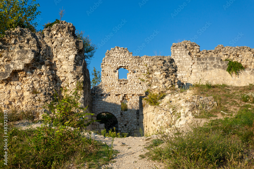 Ruins of the Gradina medieval fortress, the remains of the old town of Vrana